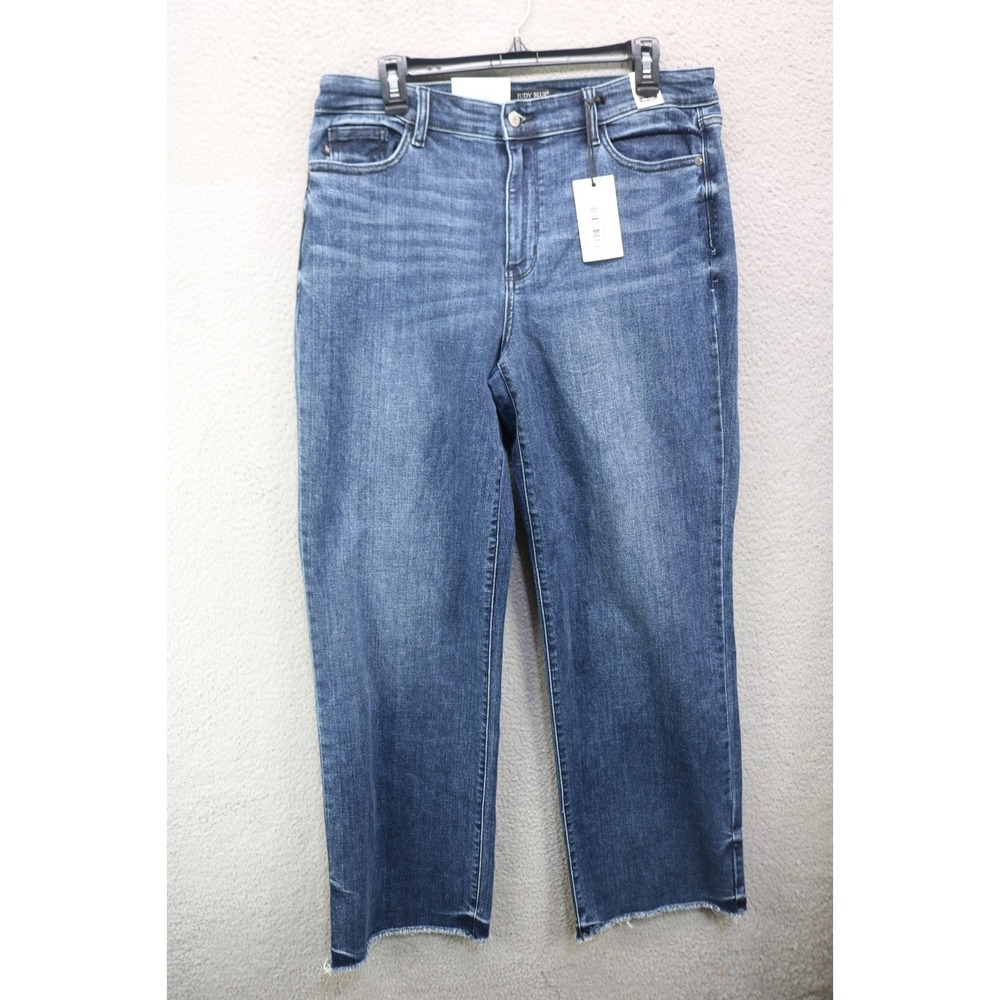 Judy Blue Mid Rise Wide Leg w/Tint Blue Jeans-NWT-15/32-Fringed Hem